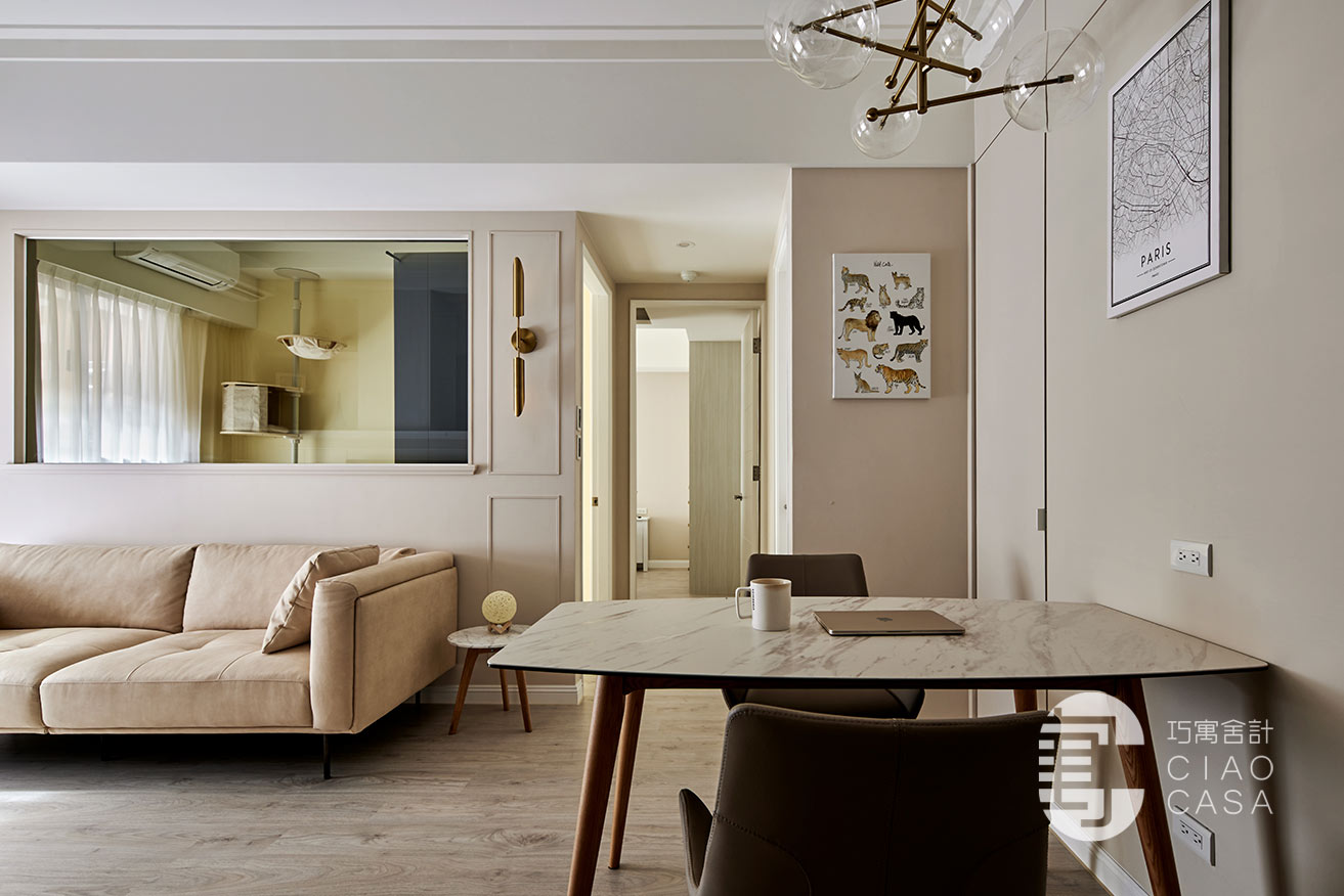 沙發背牆-浪漫法式｜兩人一貓極簡美宅