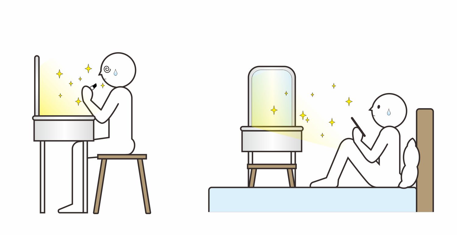 梳妝台/化妝台容易反光的材質容易造成感官刺激;