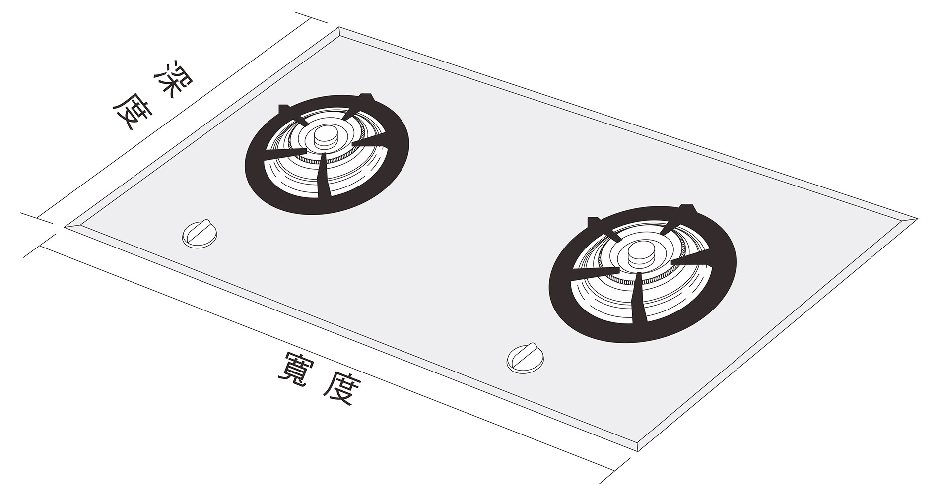 單排雙口瓦斯爐;