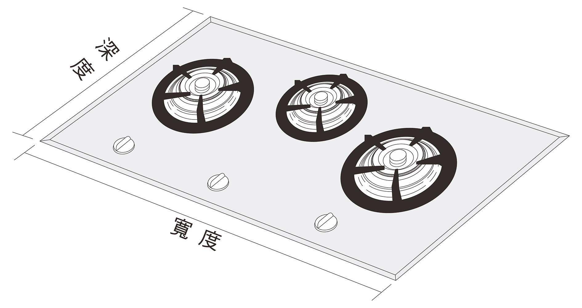 雙排三口瓦斯爐;