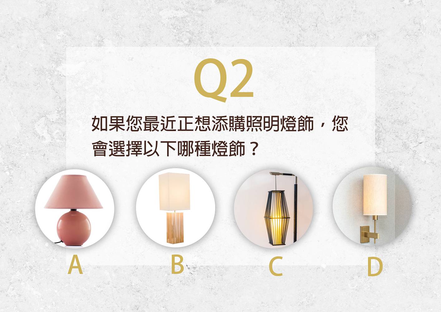 現代風心理測驗第二題，您會選擇以下哪款燈飾;