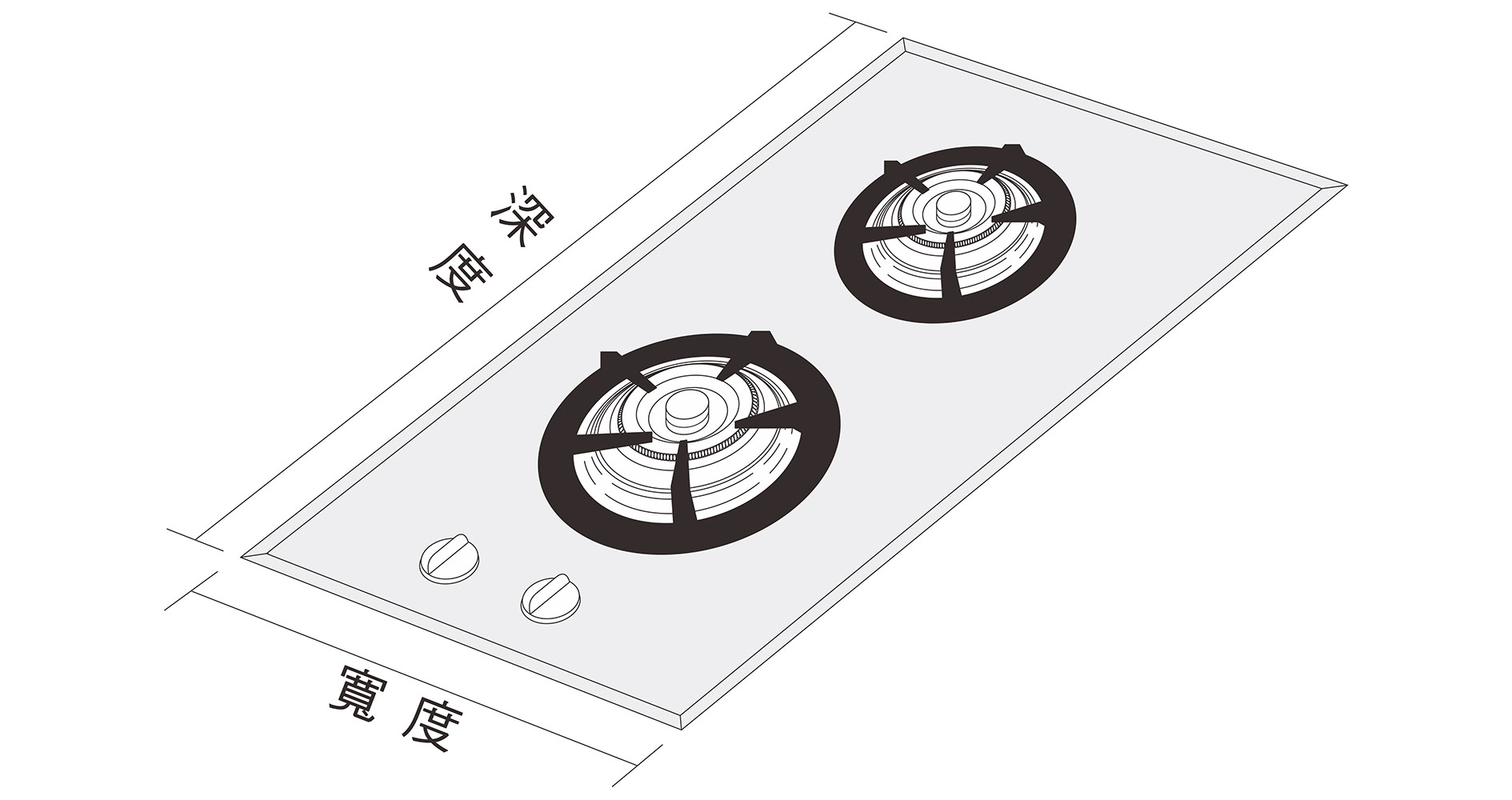 雙排雙口瓦斯爐;